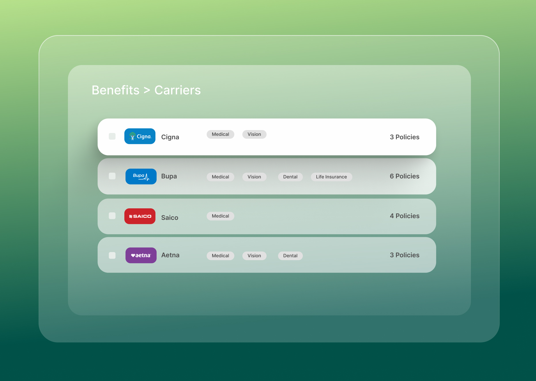 Benefits-Carriers