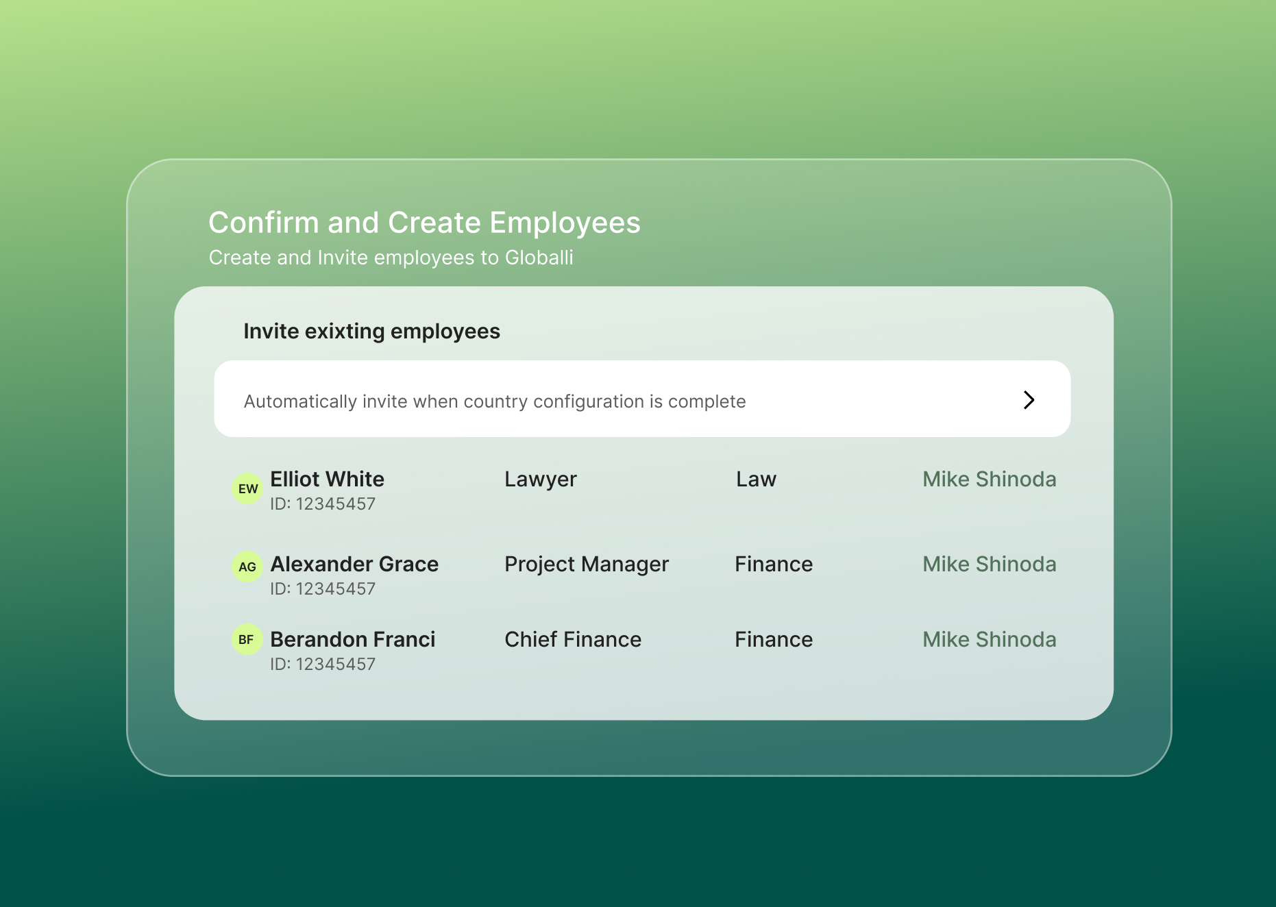 Confirm and Create Employee